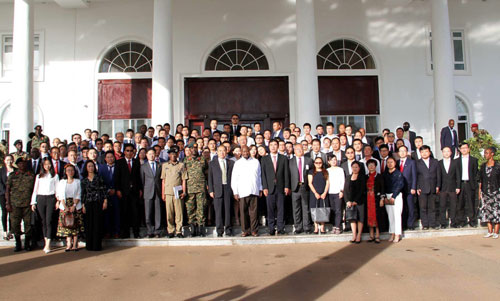 PRESIDENT YOWERI MUSEVENI MEETING SINOAFRICA MEDICINES AND HEALTH CHINESE STAFF AND OTHER CHINESE BUSINESS COMMUNITY AT THE STATE HOUSE ENTEBBE ON 14TH /NOV / 2018.